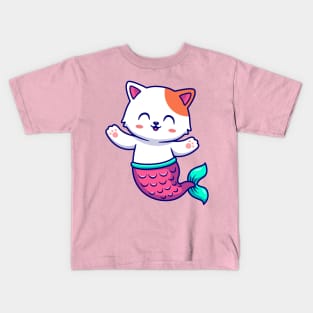 Cute Cat Mermaid Cartoon Kids T-Shirt